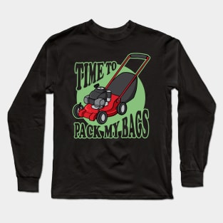 Funny Lawn Mower Grass Cutting and Bagging Long Sleeve T-Shirt